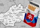 cigarety s motívom slovenskej vlajky - v pozadí je mapa Slovenska